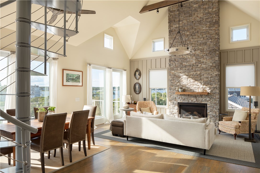 56 Conch Road Narragansett, RI 02882 - Photo 5 of 21 Living/Dining w/Water View; Sliders open to Upper Deck