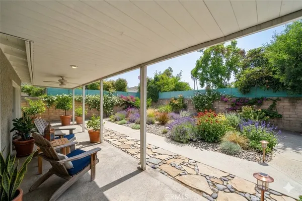 a living room with patio