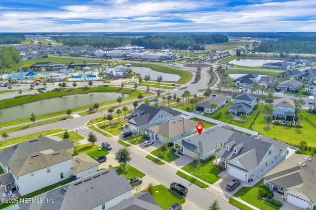 a view of a lake with a city