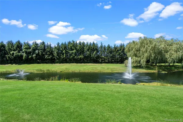 a view of a golf course with a lake