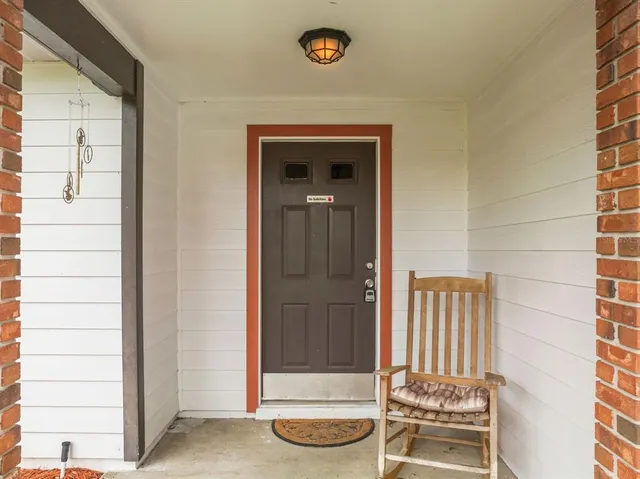 a front view of a house with a door