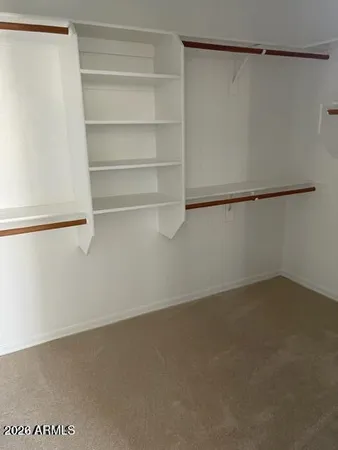 a view of an empty walk in closet