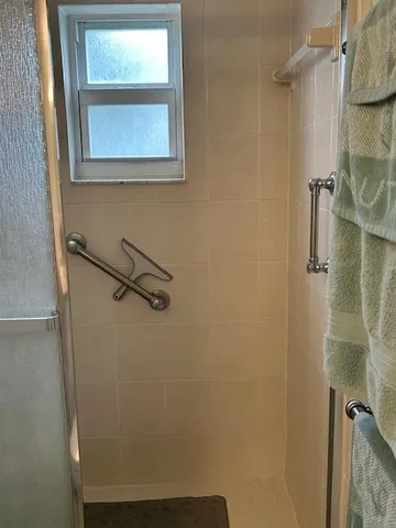 a bathroom with a window