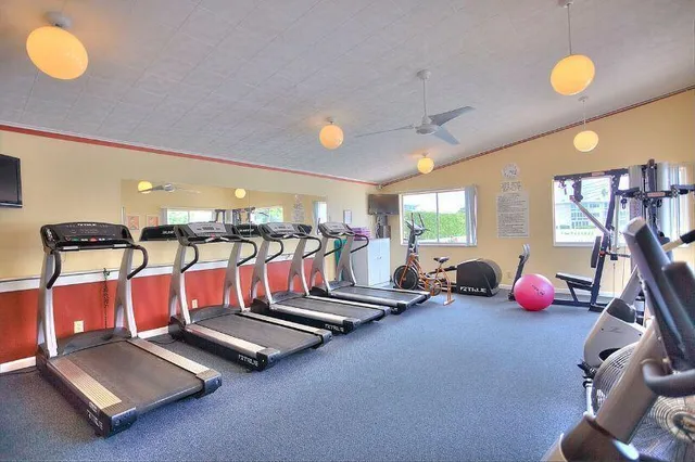 a room with gym equipment
