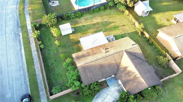 an aerial view of a house