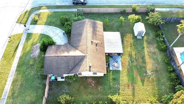 an aerial view of a house
