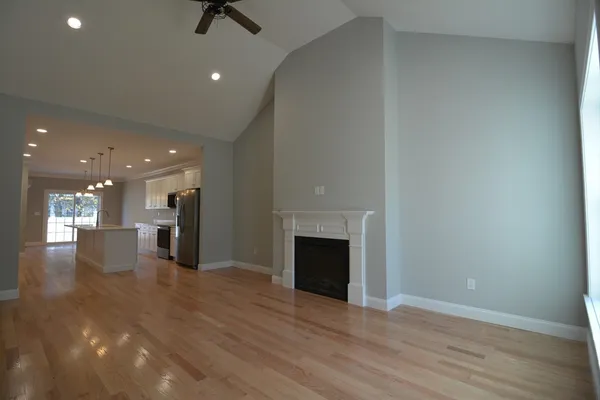 a view of a livingroom with a fireplace