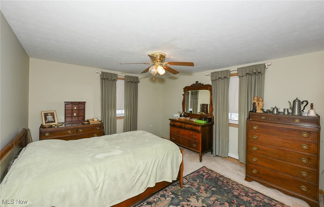30875 Cannon Road Solon, OH 44139 - Photo 37 of 48 Carpeted bedroom featuring ceiling fan and a textured ceiling