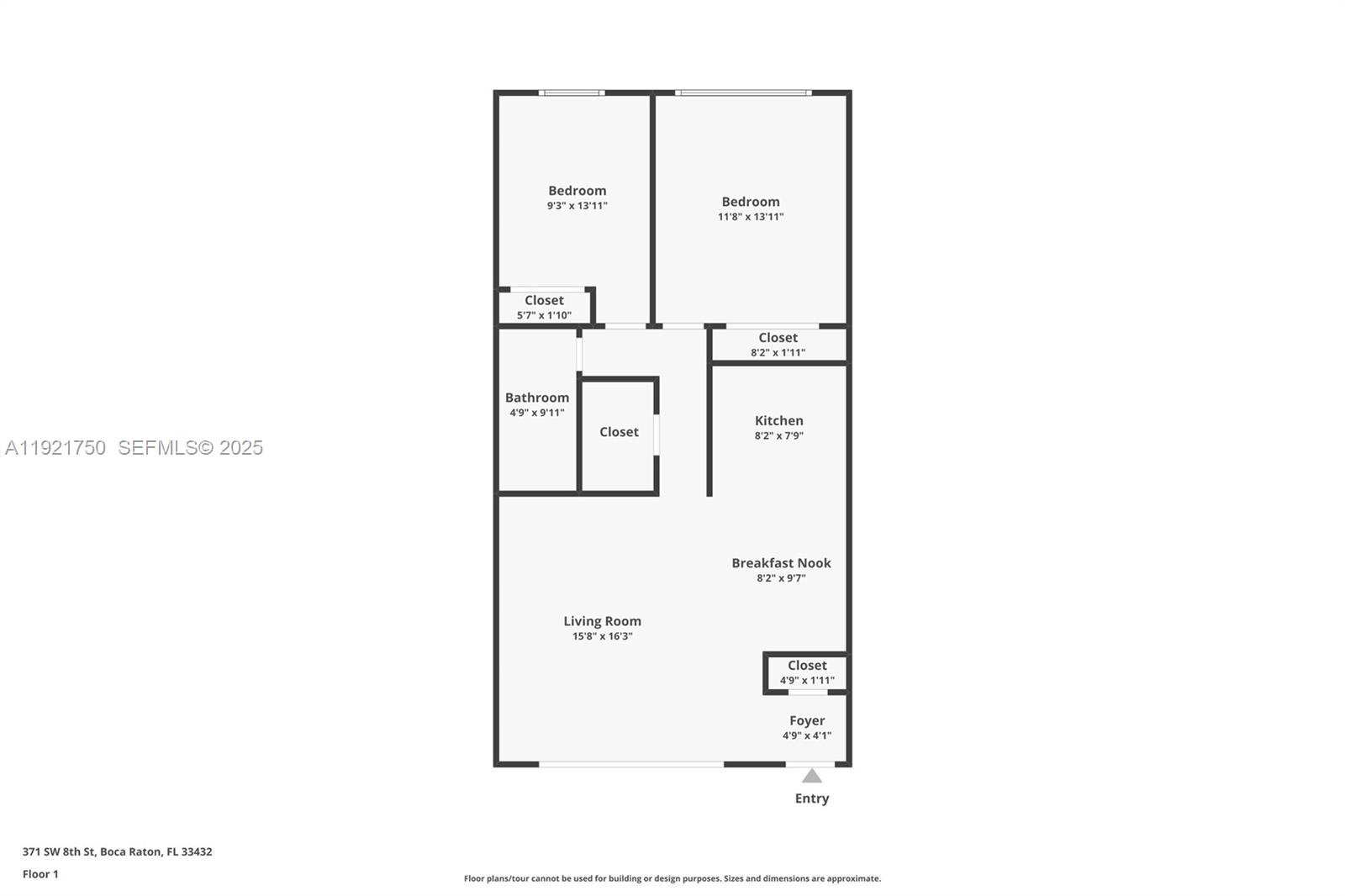 371 Southwest 8th Street, Unit 2C Boca Raton, FL 33432 - Photo 13 of 13 a picture of a floor plan