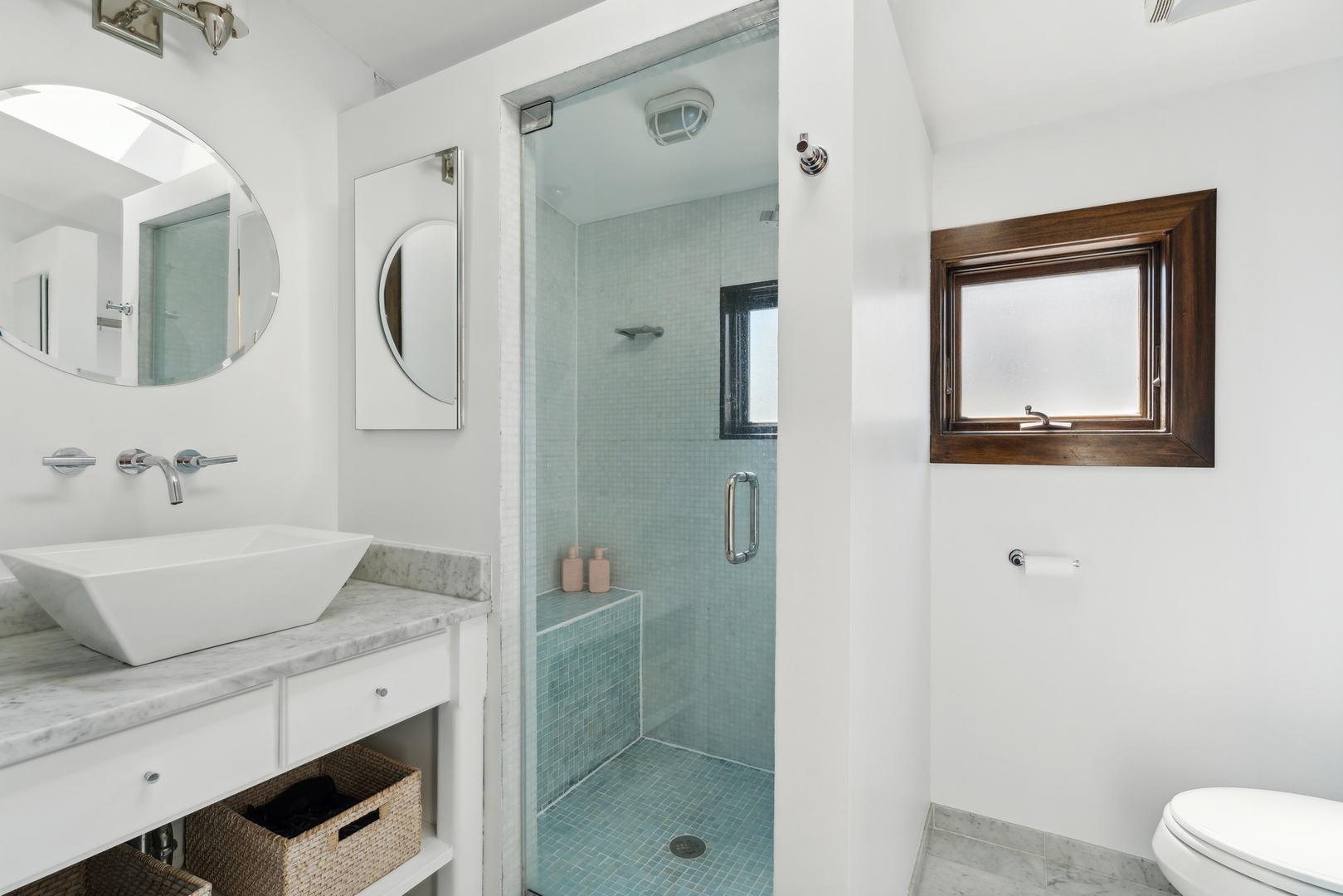 3317 North Bell Avenue Chicago, IL 60618 - Photo 18 of 30 a bathroom with a granite countertop sink mirror and double