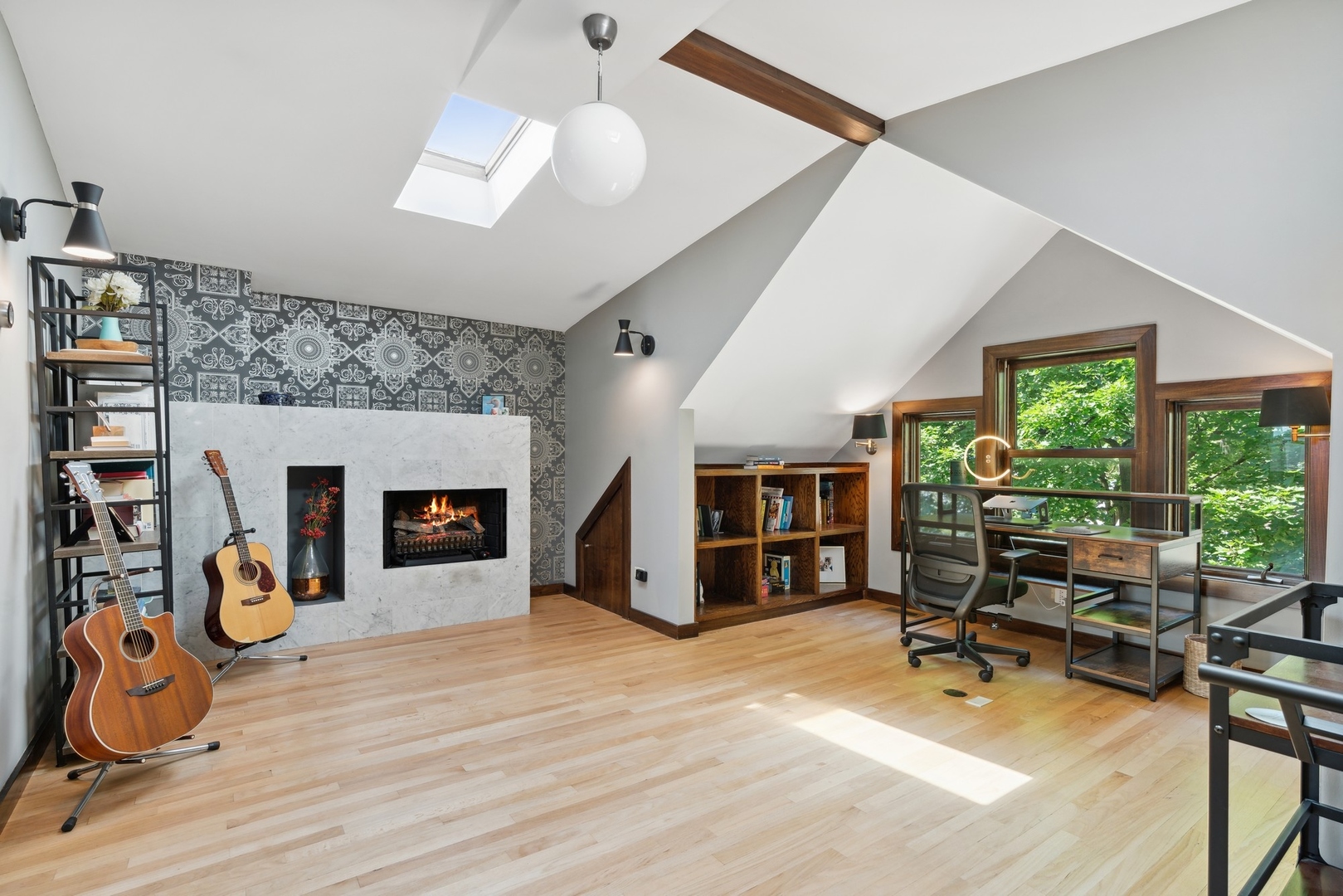 3317 North Bell Avenue Chicago, IL 60618 - Photo 20 of 30 a view of a workspace with furniture and a fireplace