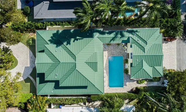 an aerial view of a house