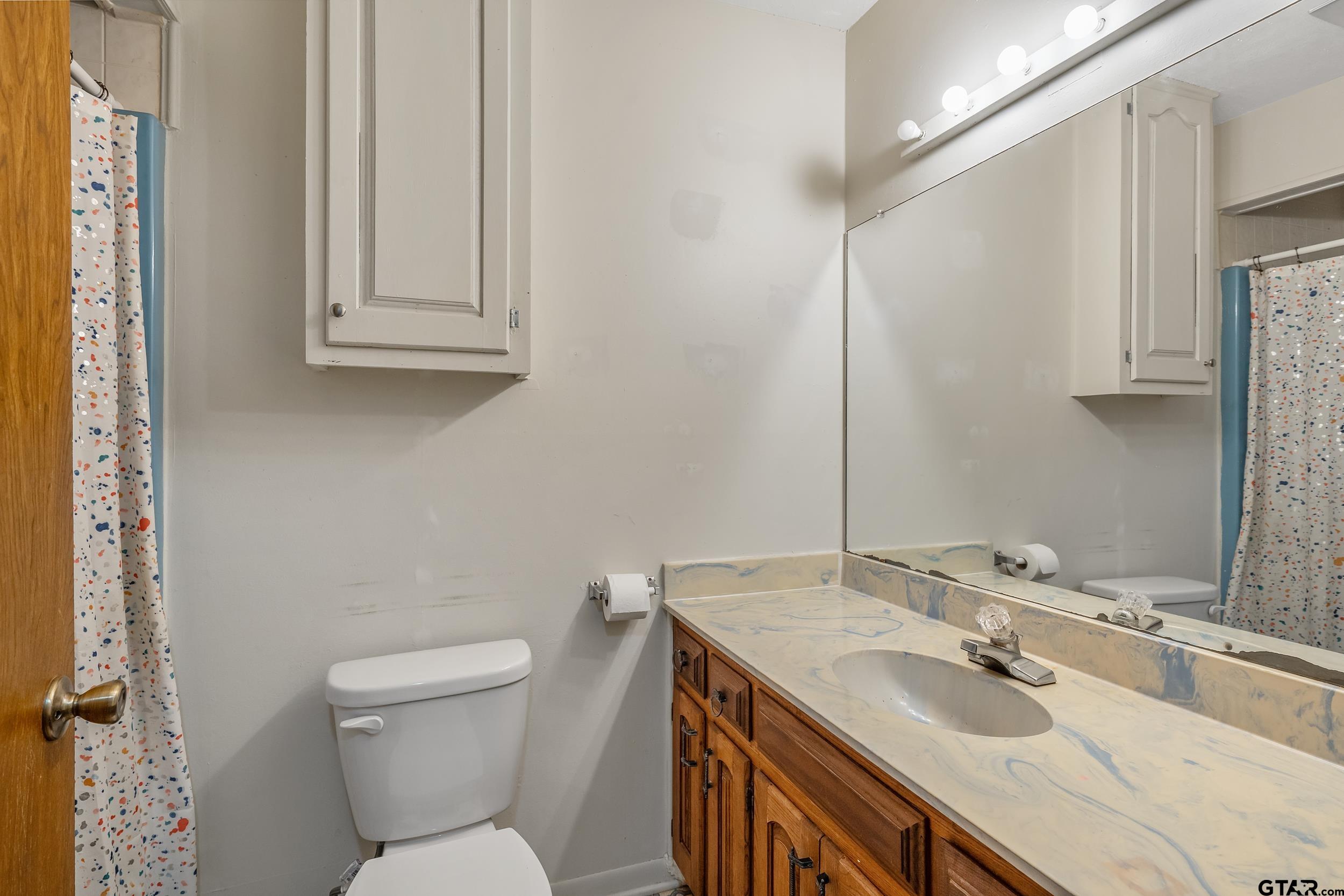 150 Rodney Hawkins, TX 75765 - Photo 19 of 36 a bathroom with a granite countertop toilet sink and mirror