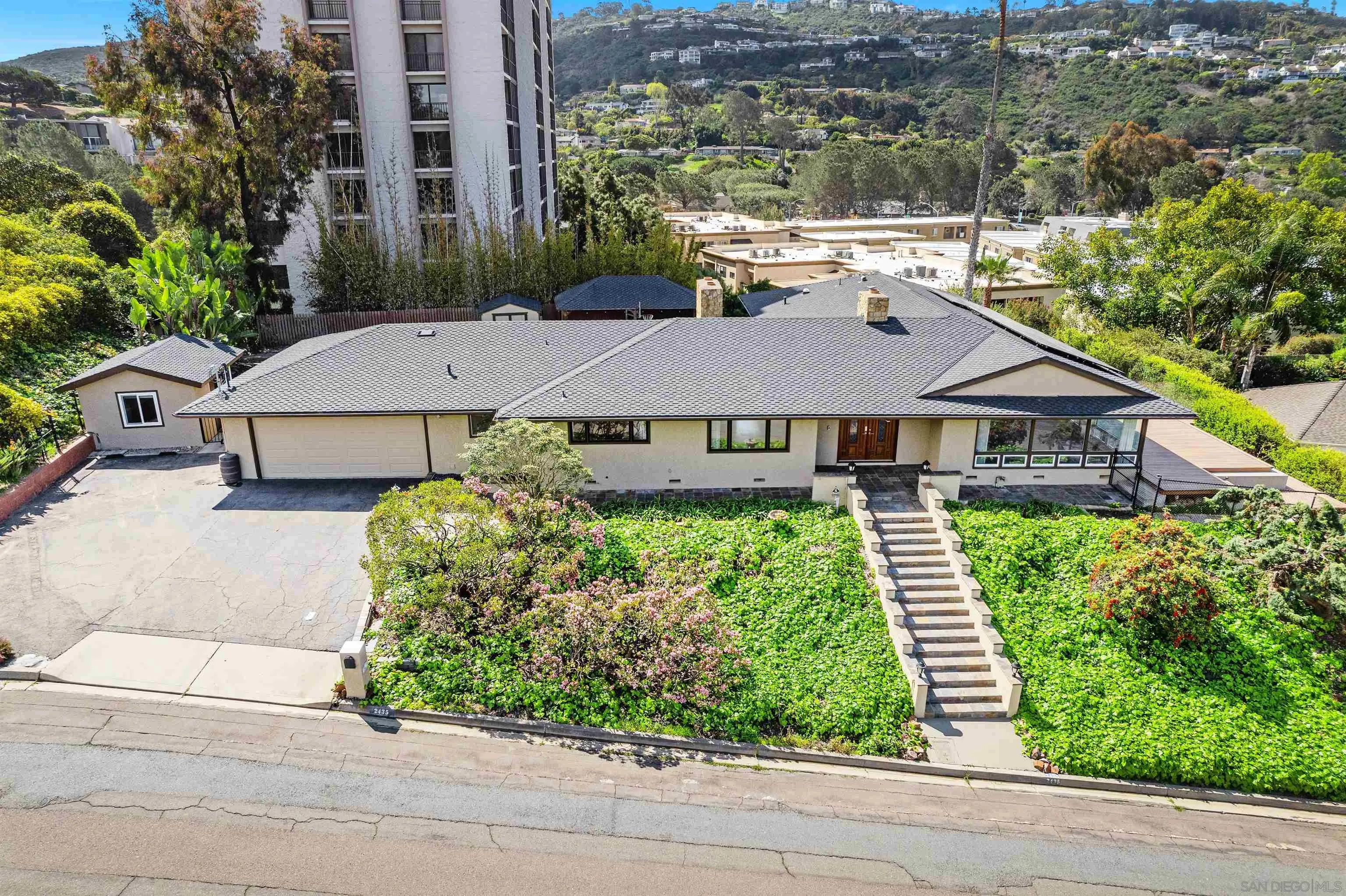 2435 Paseo Dorado La Jolla, CA 92037 - Photo 31 of 40 a aerial view of a house with a yard and potted plants