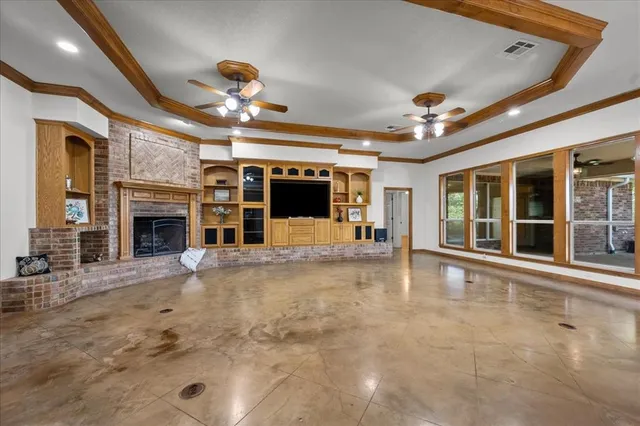 a view of an entryway with a fireplace