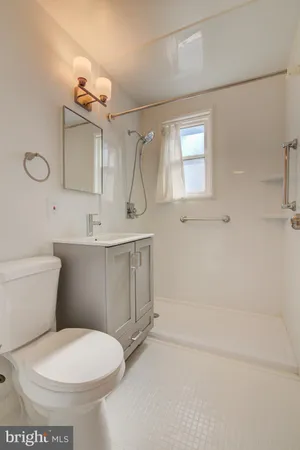 a bathroom with a toilet a sink and mirror