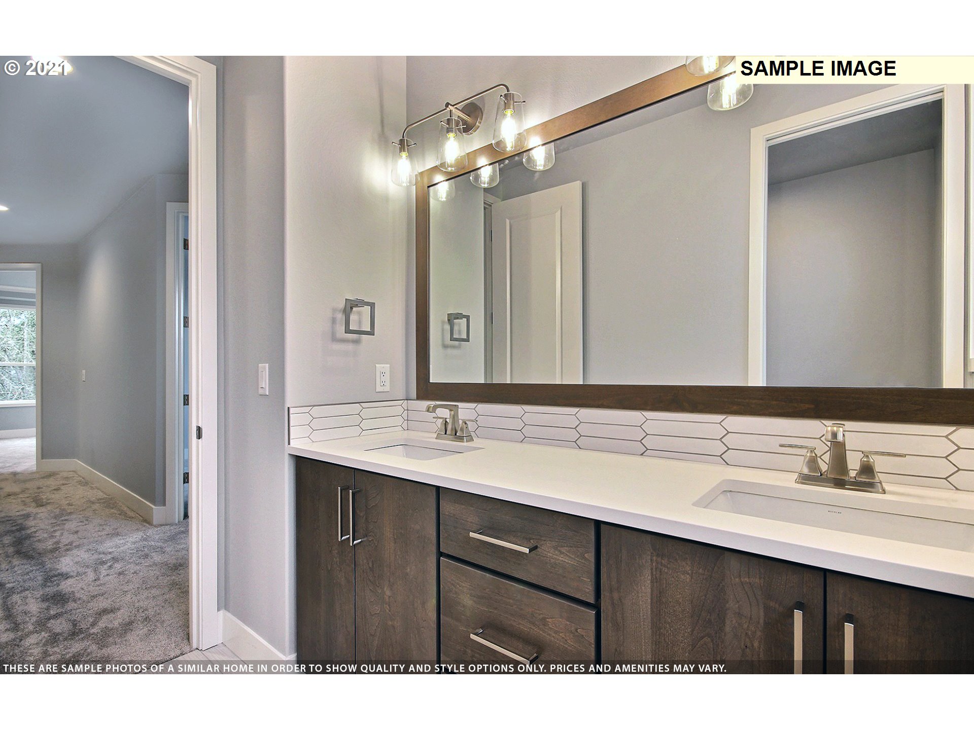 3338 Northwest Tanner Street Camas, WA 98607 - Photo 16 of 25 a bathroom with a sink vanity and mirror