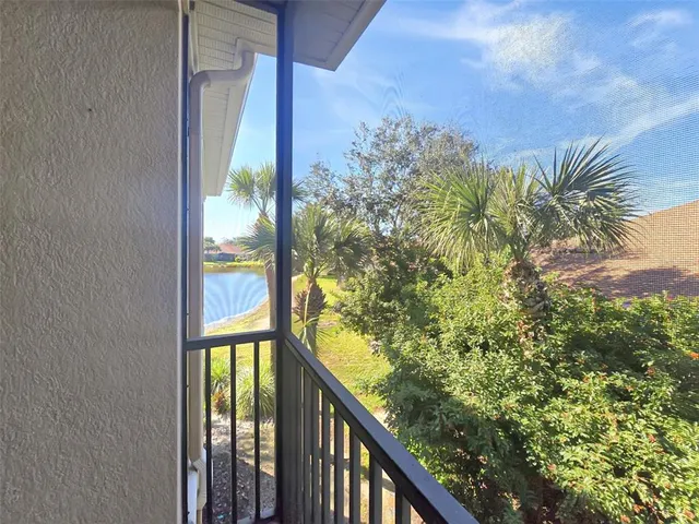 a view of a balcony with an outdoor space