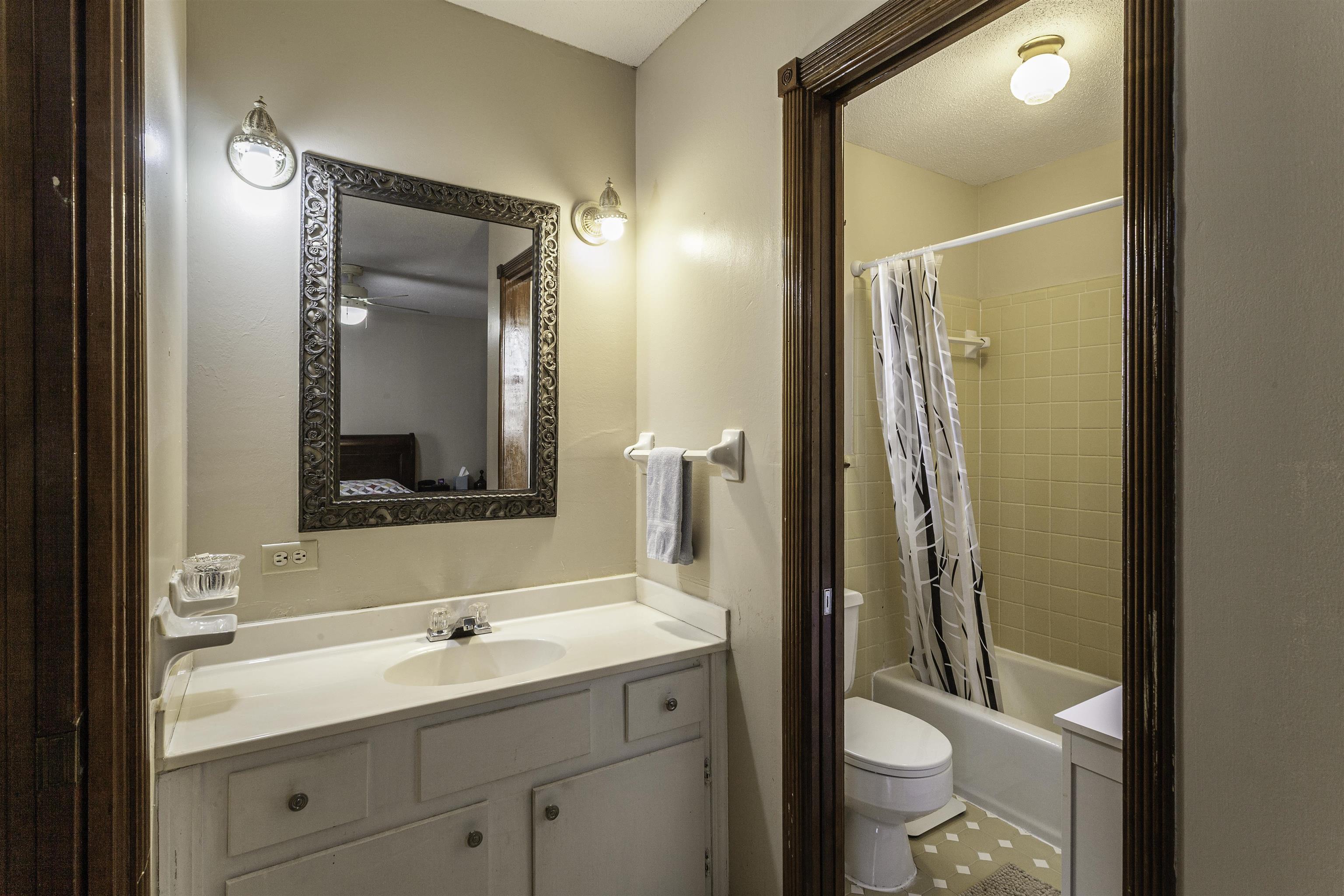 3462 Fox Meadows Road Memphis, TN 38115 - Photo 16 of 23 a bathroom with a sink a toilet a mirror and shower