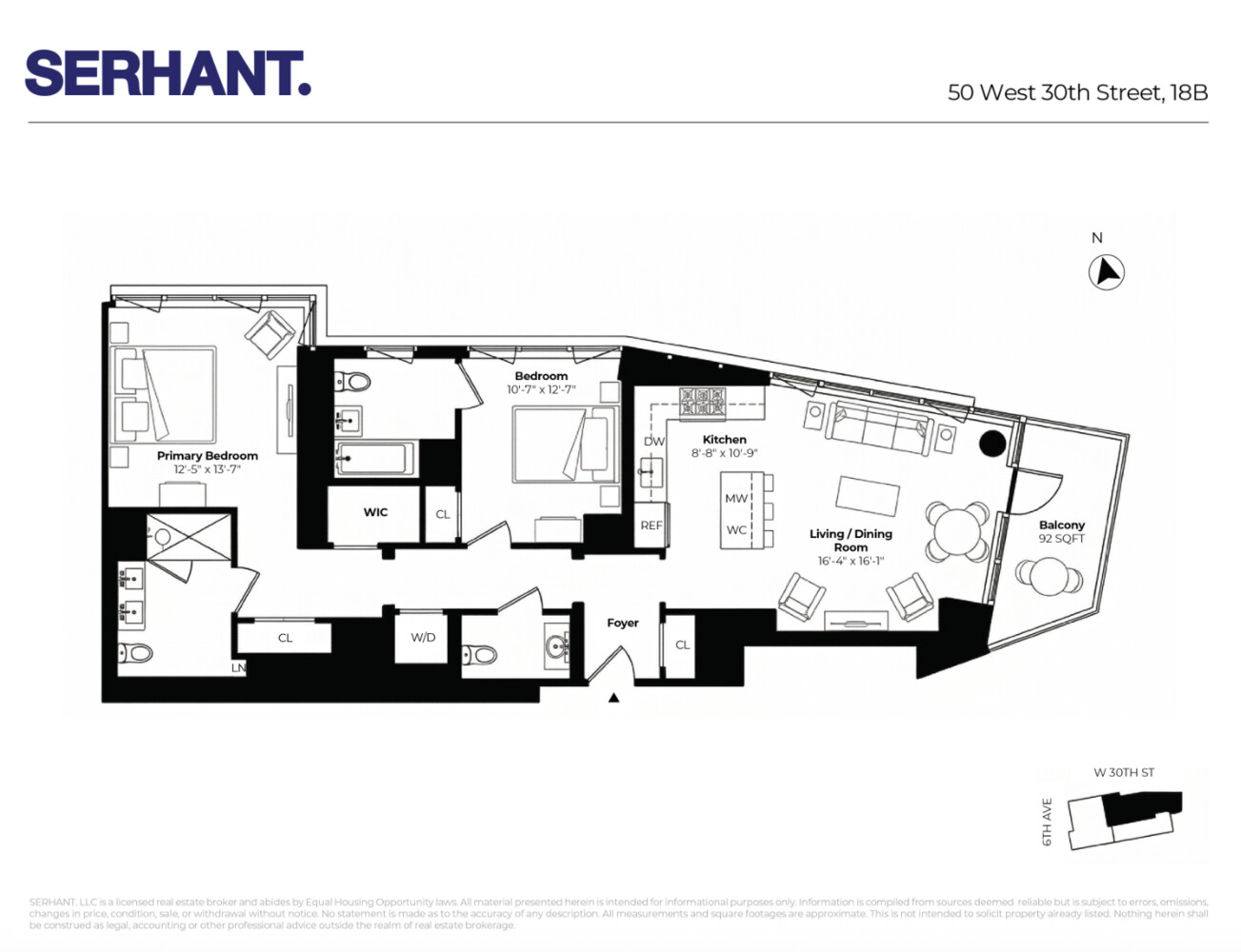 50 West 30th Street, Unit 18B Manhattan, NY 10001 - Photo 10 of 10 a picture of a floor plan