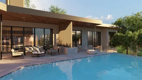 swimming pool view with outdoor seating