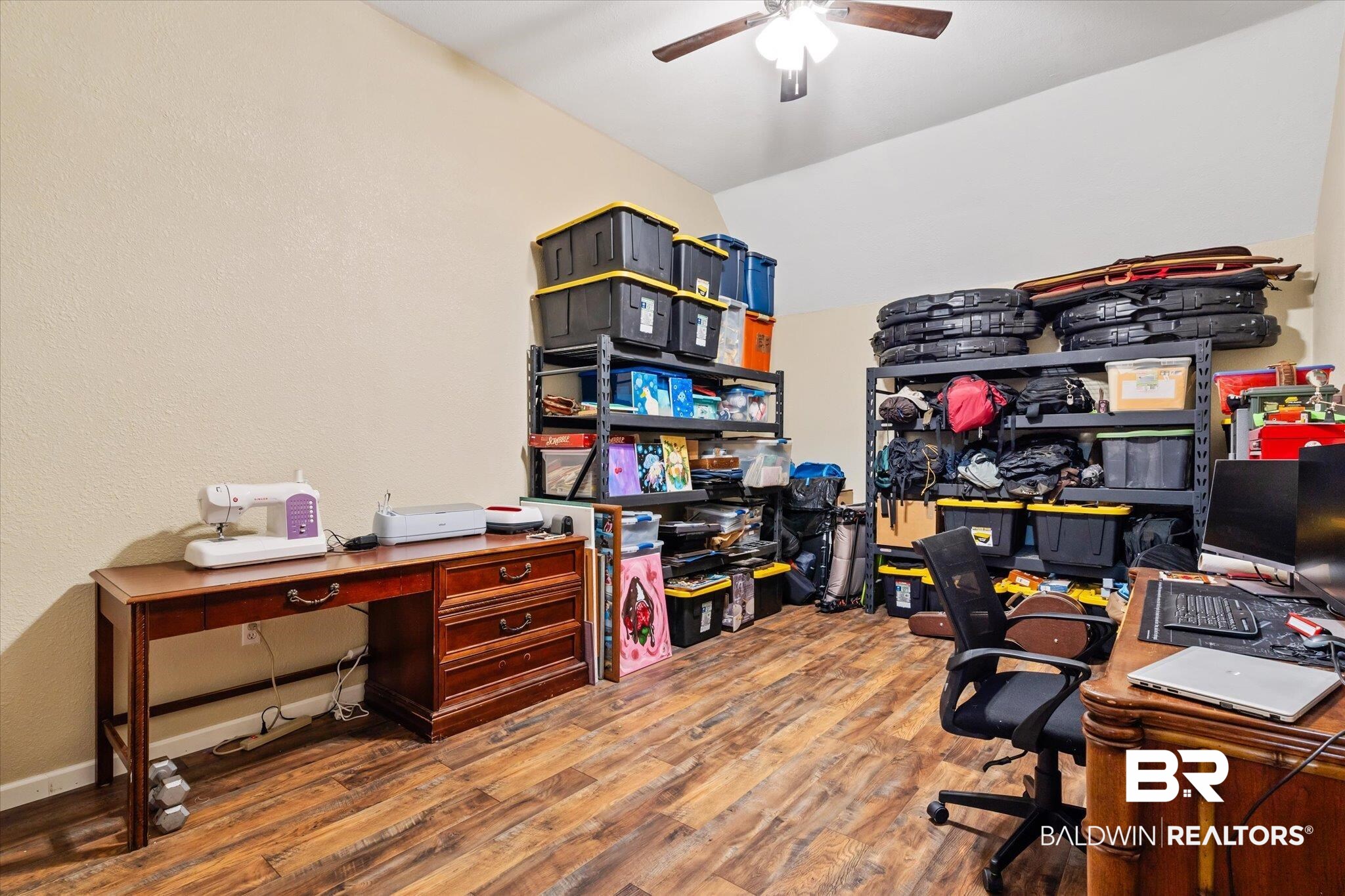 72 Limestone Drive Jackson, AL 36545 - Photo 28 of 38 Office with ceiling fan and wood-type flooring