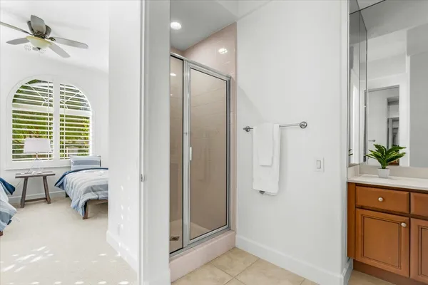 a view of a bathroom from a hallway