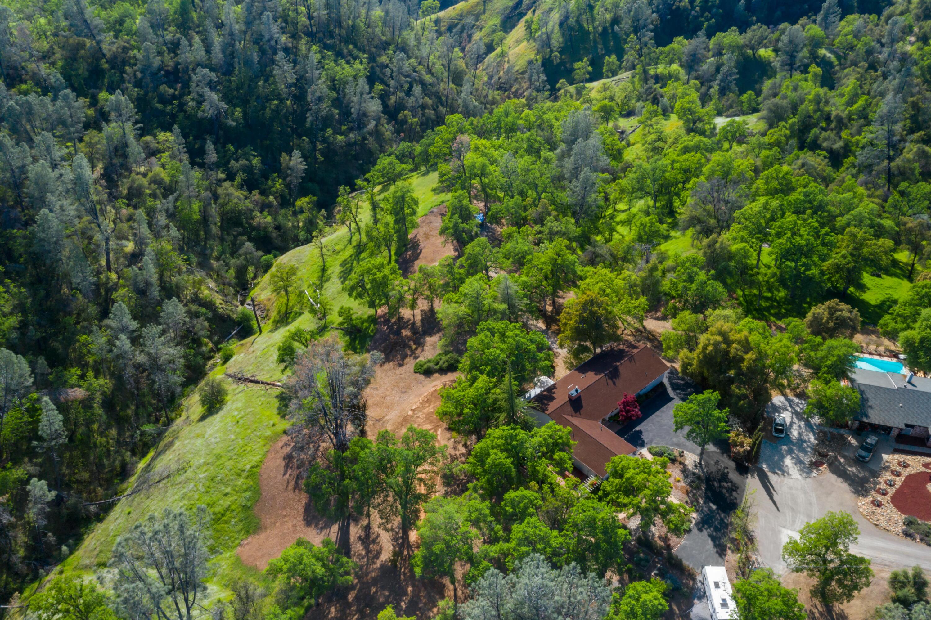 7777 Justice Mine Road Redding, CA 96001 - Photo 54 of 59 an aerial view of residential house with outdoor space and trees all around