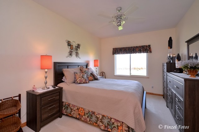 30813 Lincoln Road Genoa, IL 60135 - Photo 13 of 20 a bedroom with a bed and a chandelier