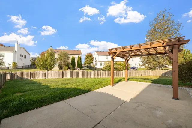 a view of a backyard with a slide