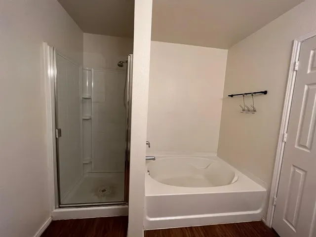 a bathroom with a bathtub
