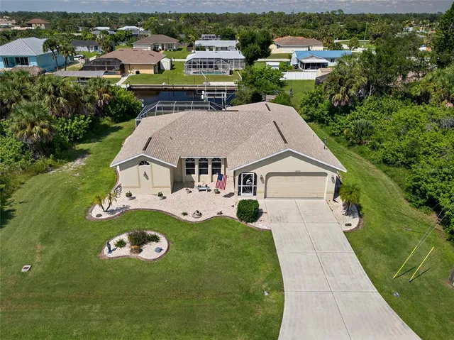 an aerial view of a house