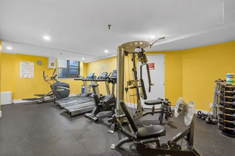 a view of a room with gym equipment