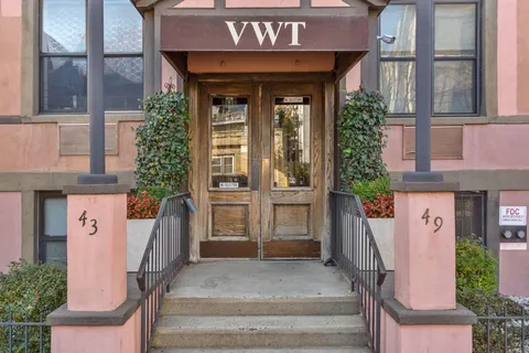 a front view of a building with entryway