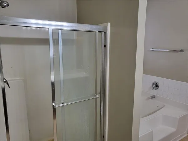 a bathroom with a bathtub