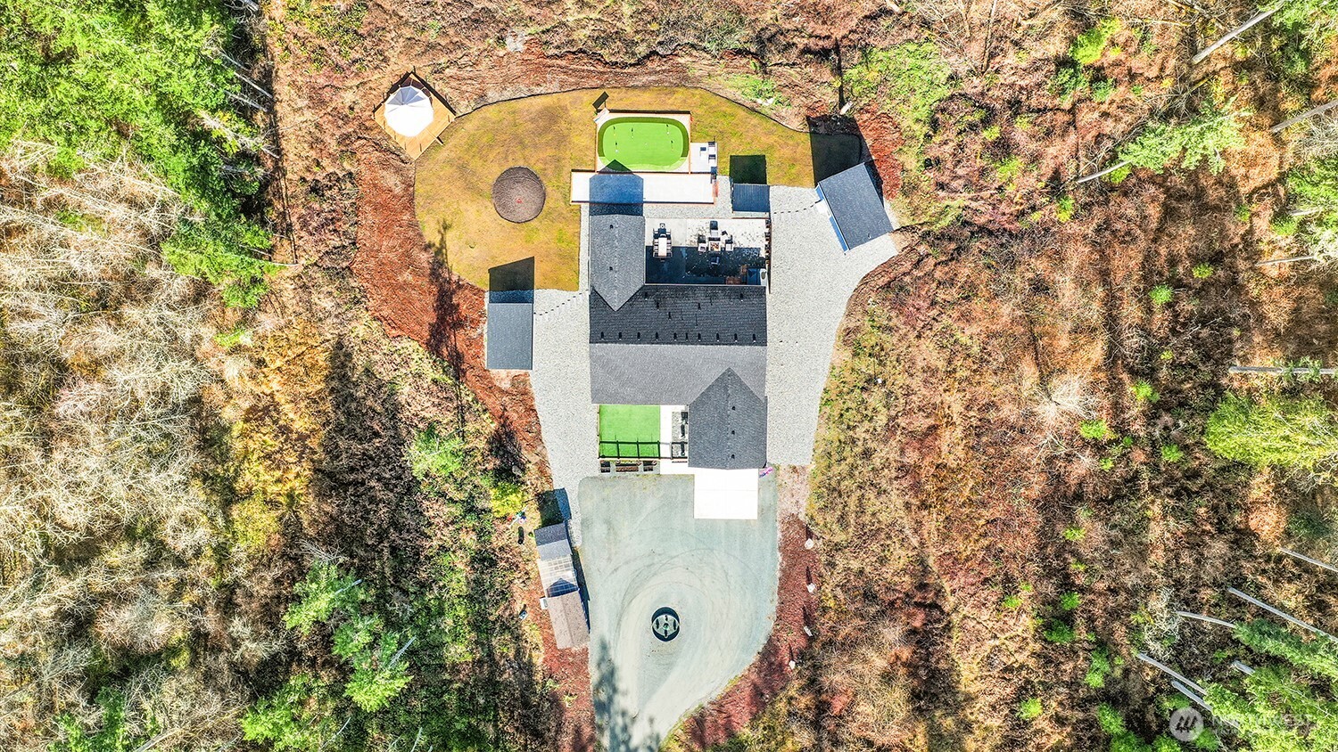 3237 Hilberg Lane Clinton, WA 98236 - Photo 34 of 40 view of a swimming pool with outdoor seating and yard