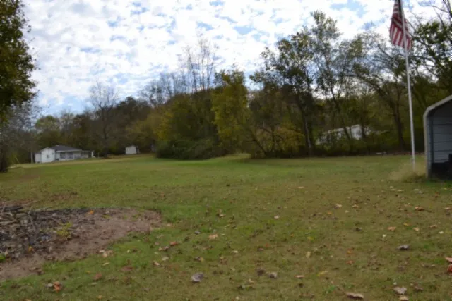 a view of a field with a trees