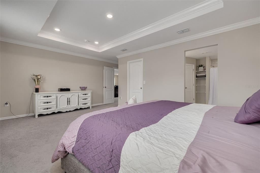 7242 Landmark Drive Spring Hill, FL 34606 - Photo 30 of 45 a spacious bedroom with a bed and a cabinets