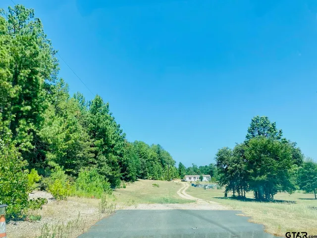 a view of a white house with a yard and plants