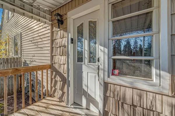 a view of a balcony with a porch