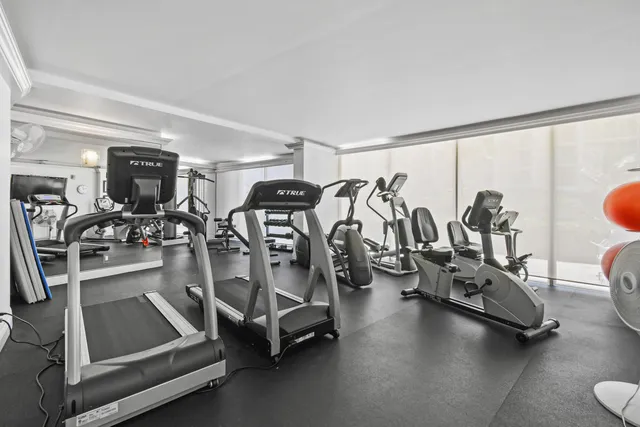 a room with gym equipment