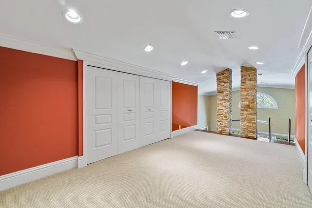 an empty room with windows