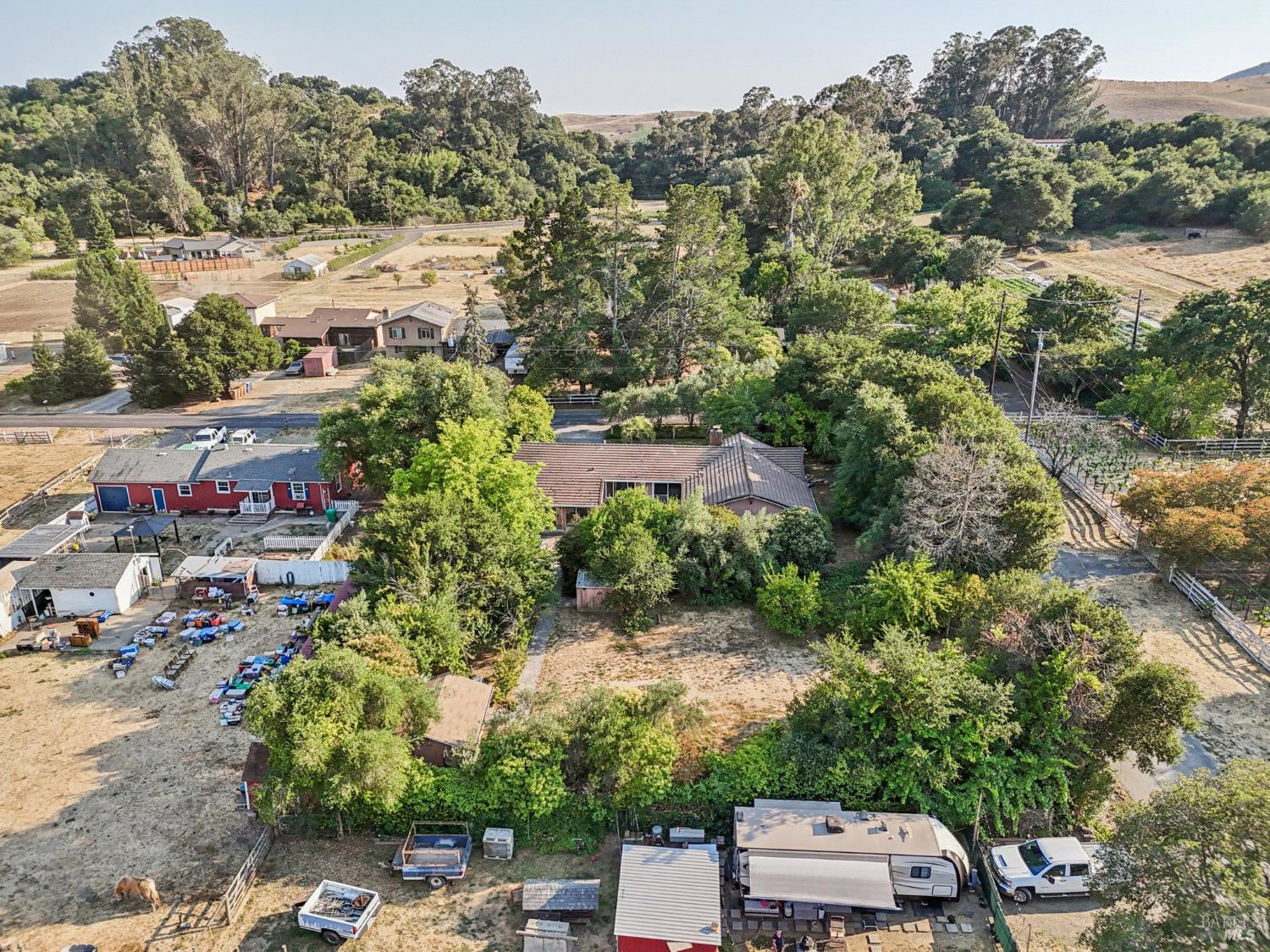 1050 Sunset Road Napa, CA 94558 - Photo 60 of 67 an aerial view of a houses with a yard