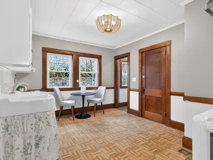 a view of a porch with furniture