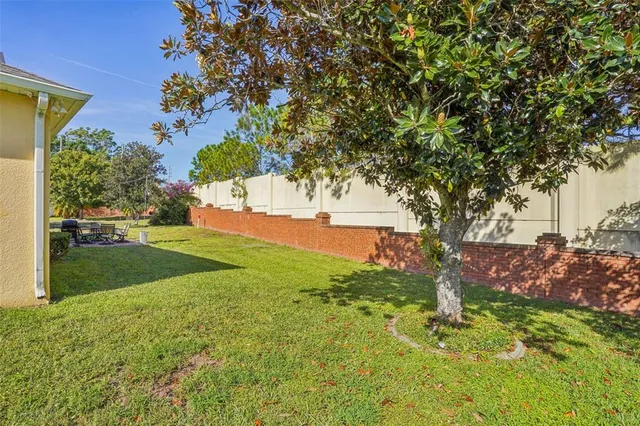 a view of backyard with green space