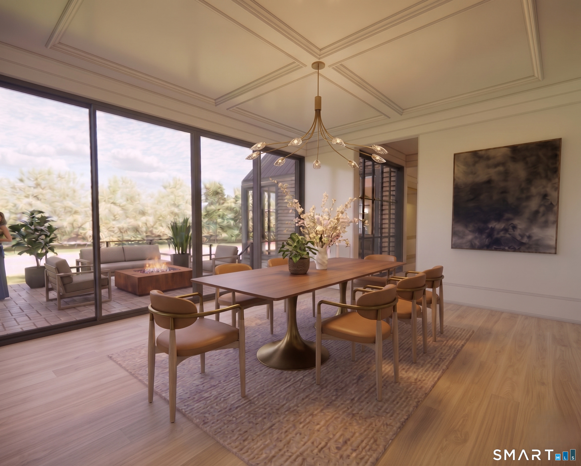 532 Round Hill Road Greenwich, CT 06831 - Photo 9 of 13 a view of a dining room with furniture large windows and wooden floor