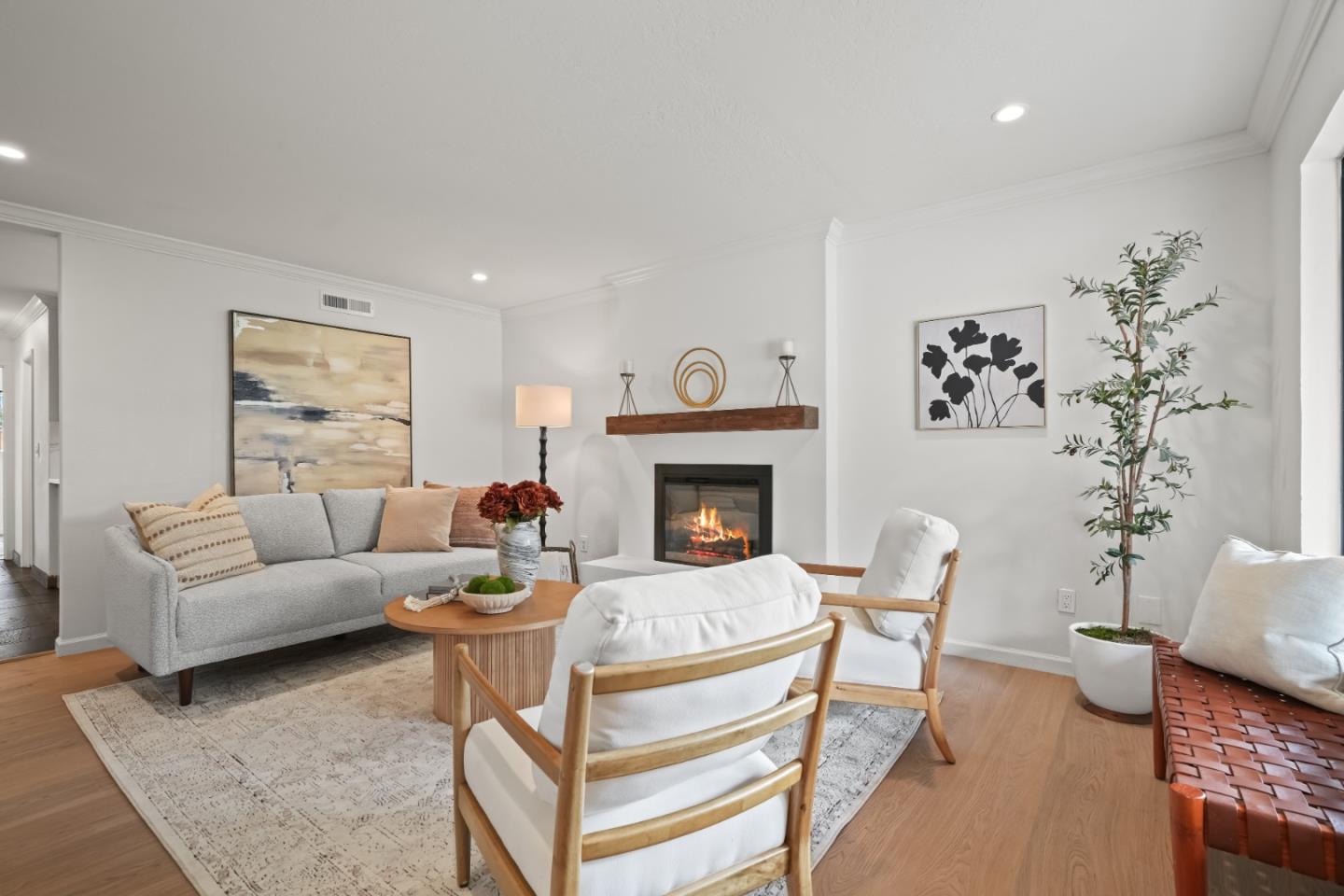 148 Myrtle Street Santa Cruz, CA 95060 - Photo 4 of 45 a living room with furniture and a fireplace
