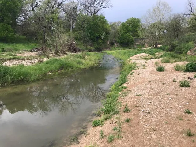 a view of lake with green space