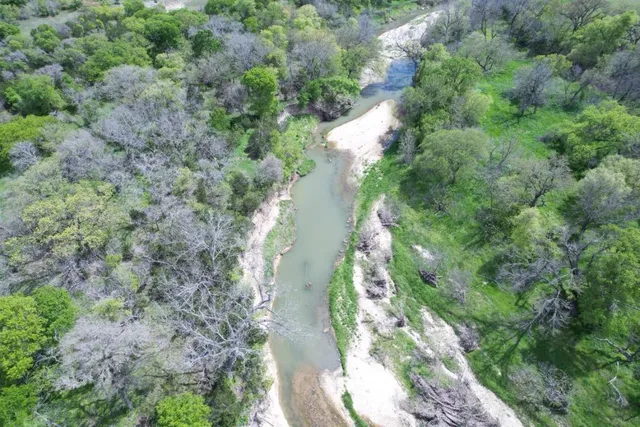a view of a city with lush green forest