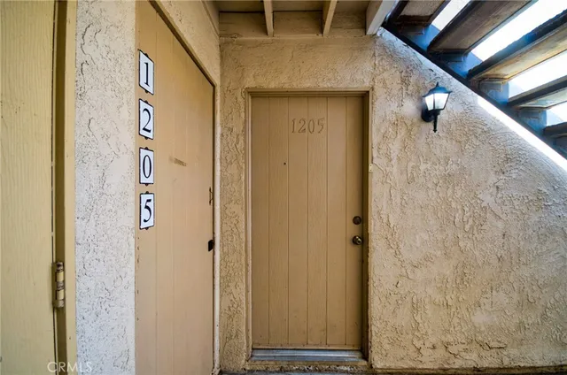 a view of a wooden door